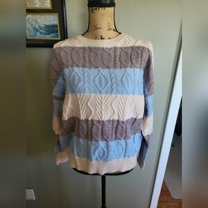 Lumiere Striped Cable Knit Sweater NWT